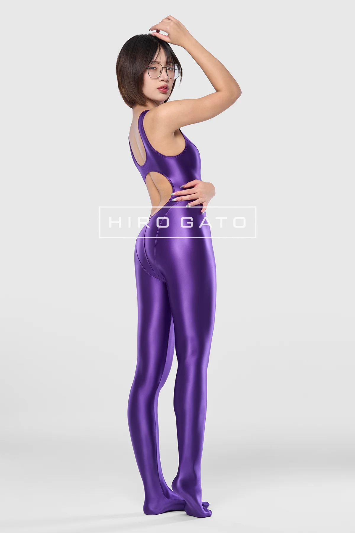 Satin Spandex Unitard  Purple view 4