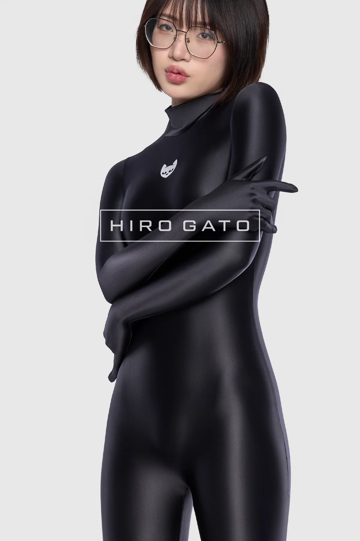 Satin Spandex Catsuit  Black view 7