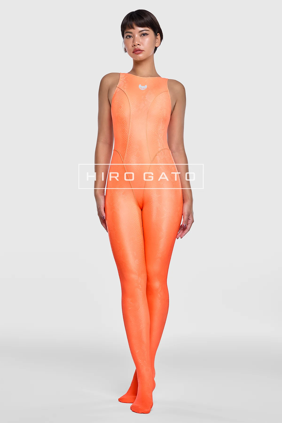 Reptilian Skin Spandex Unitard  Orange view 6