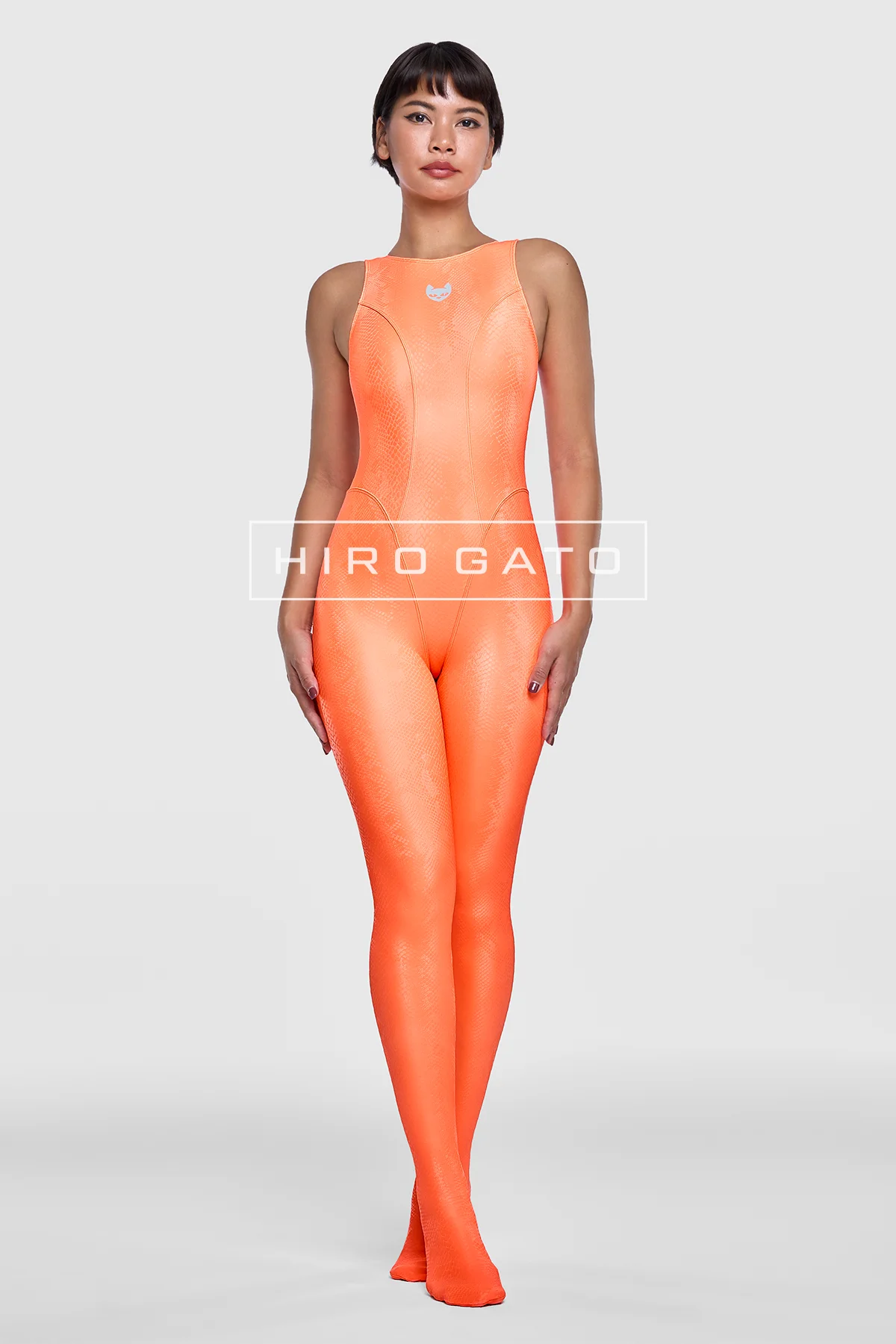 Reptilian Skin Spandex Unitard  Orange view 7
