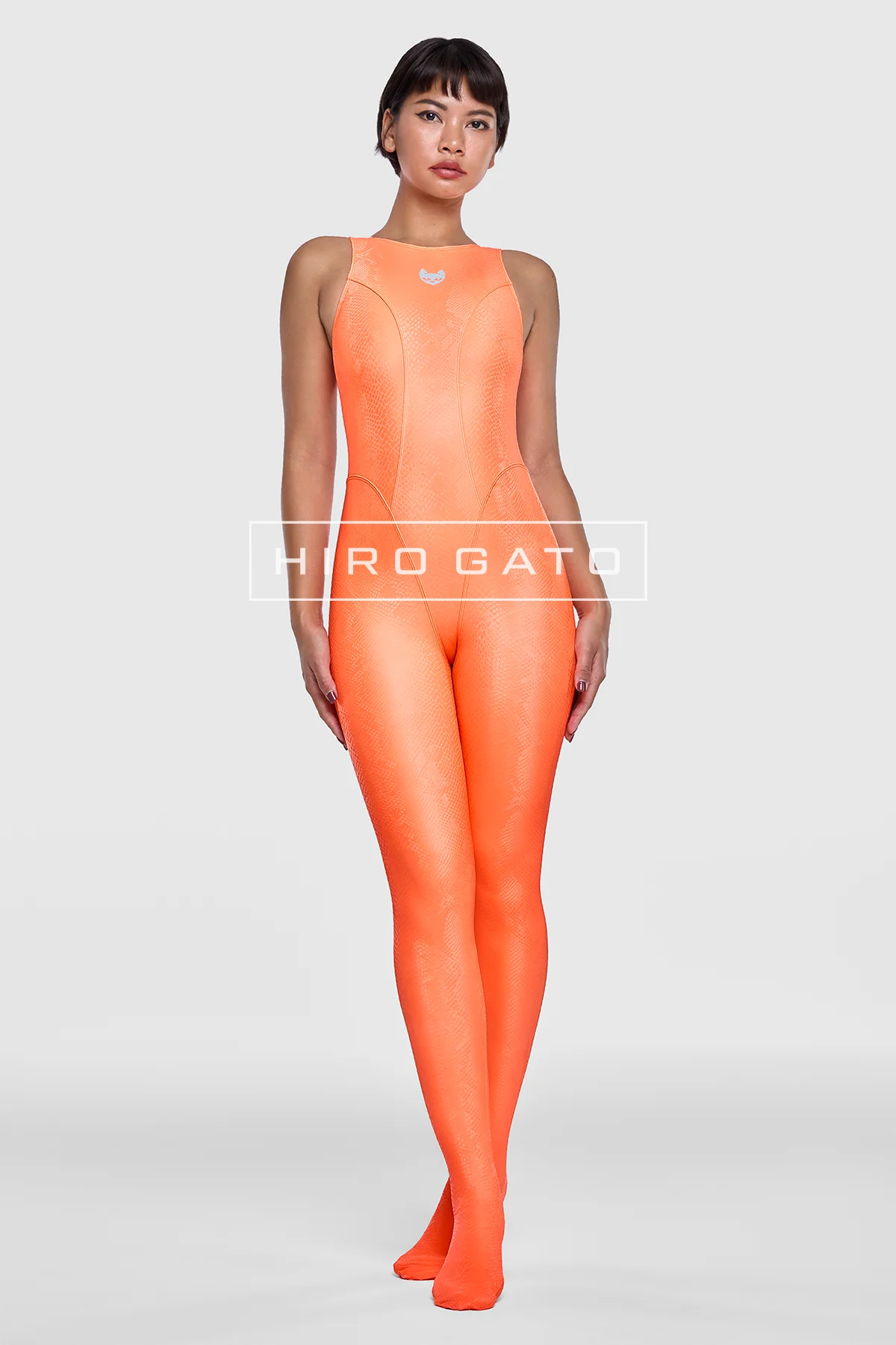 Reptilian Skin Spandex Unitard  Orange view 8