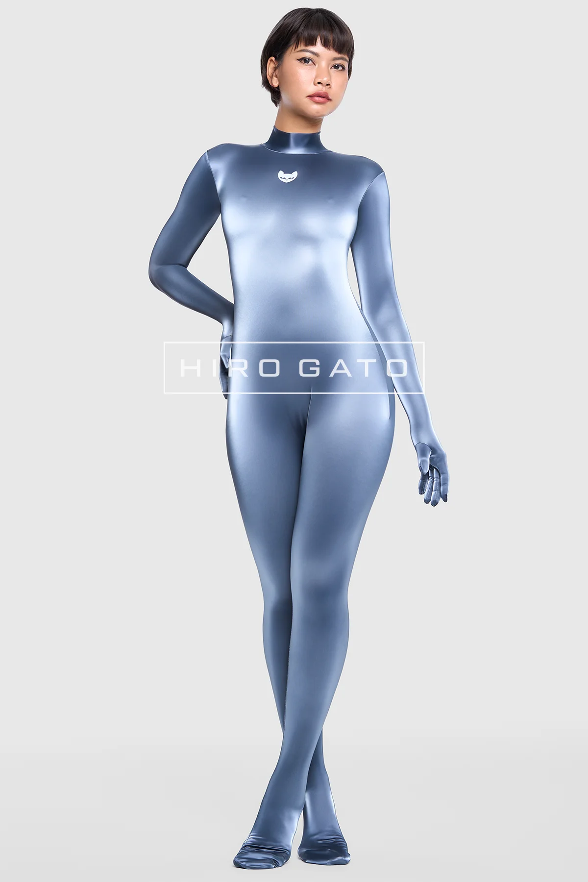 Sharkskin PU Spandex Catsuit  Anthracite view 2
