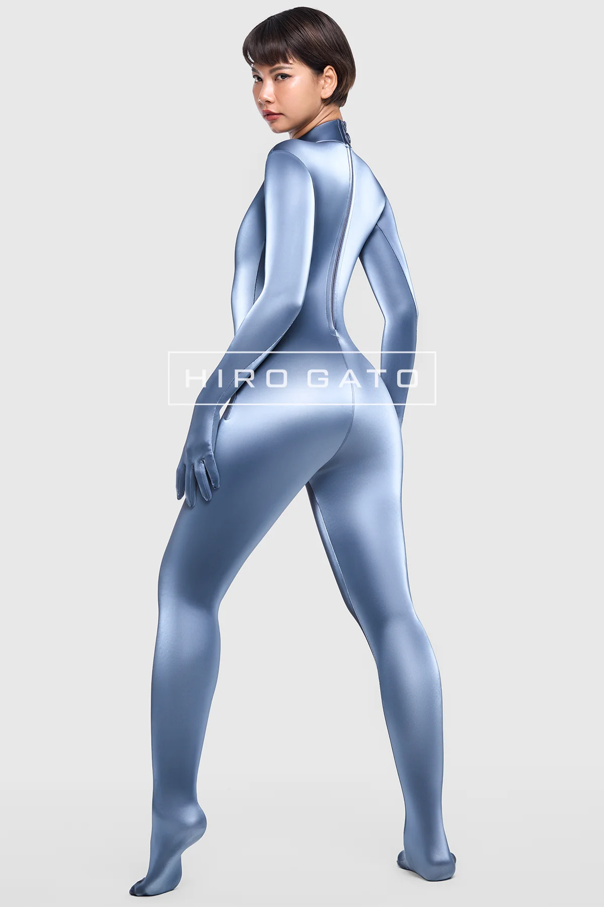 Sharkskin PU Spandex Catsuit  Anthracite view 6