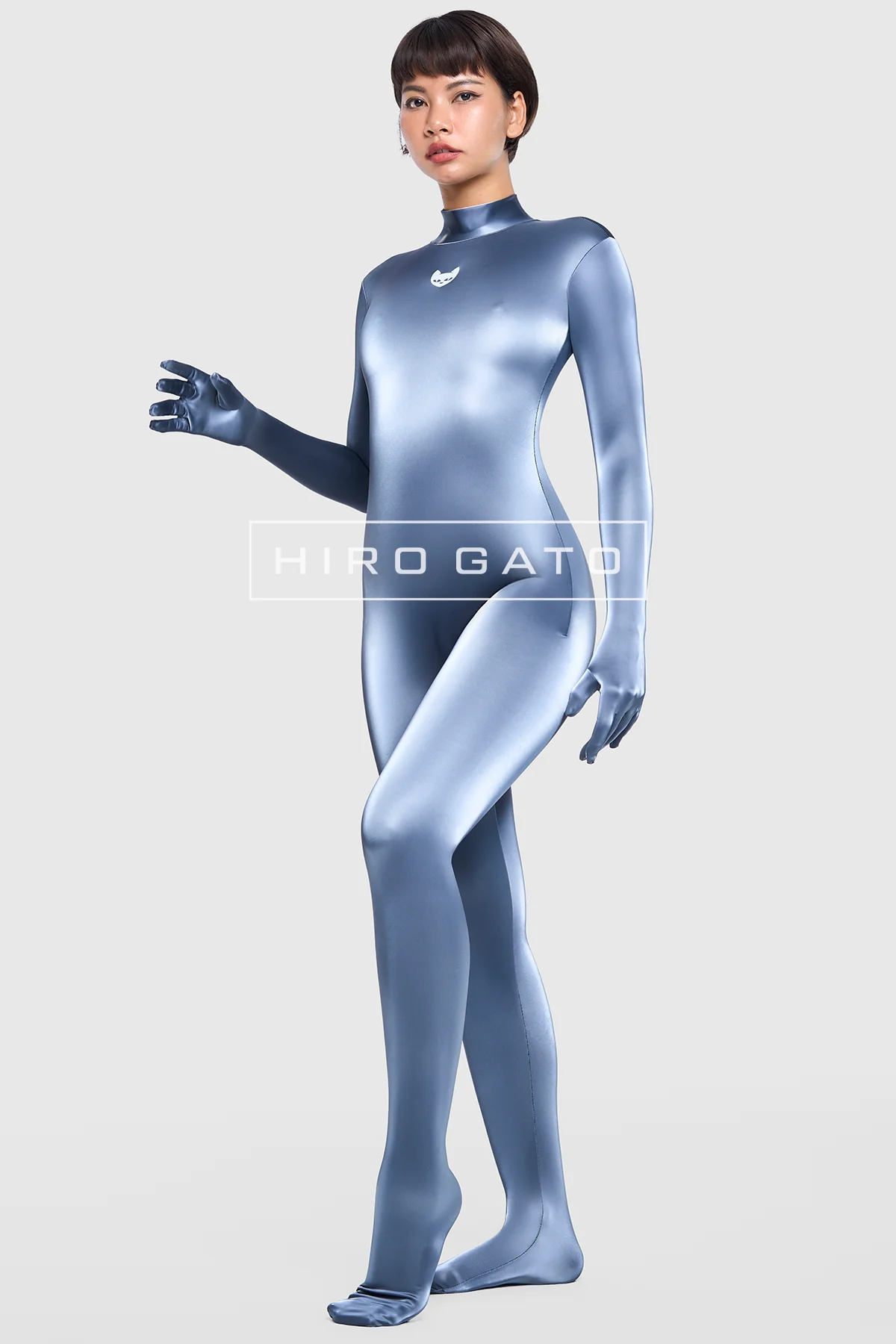 Sharkskin PU Spandex Catsuit  Anthracite view 4
