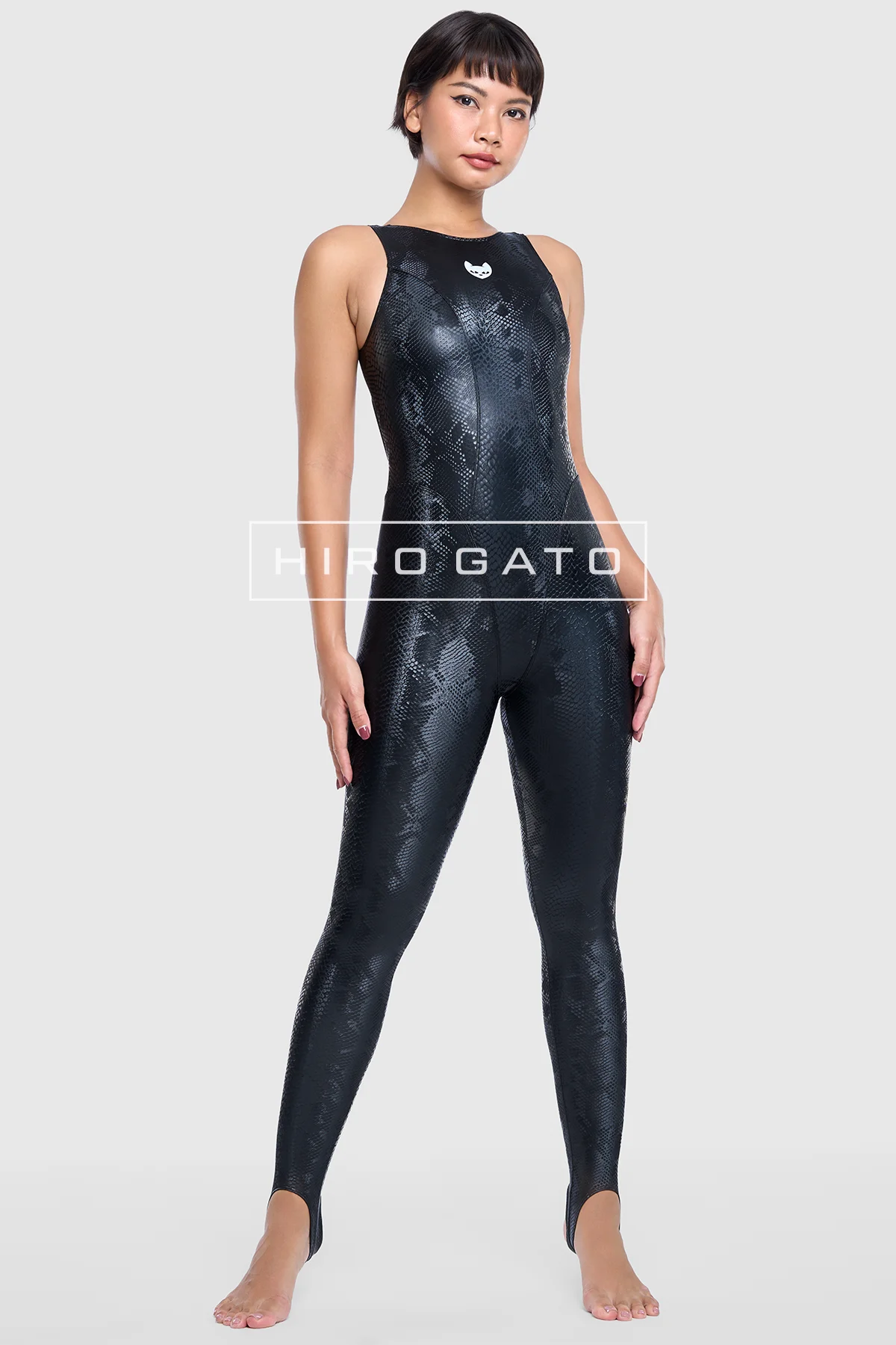 Reptilian Skin Spandex Unitard  Black