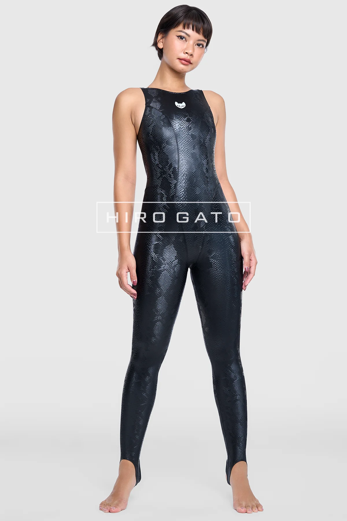 Reptilian Skin Spandex Unitard  Black view 4
