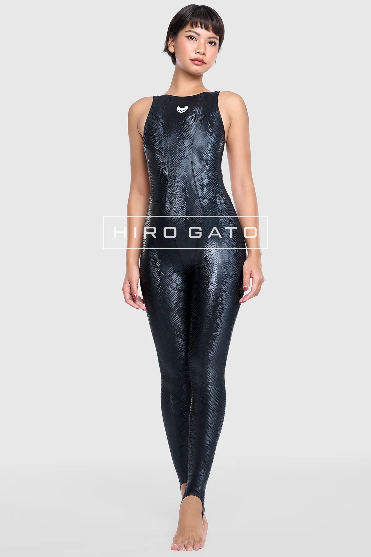 Reptilian Skin Spandex Unitard  Black view 3
