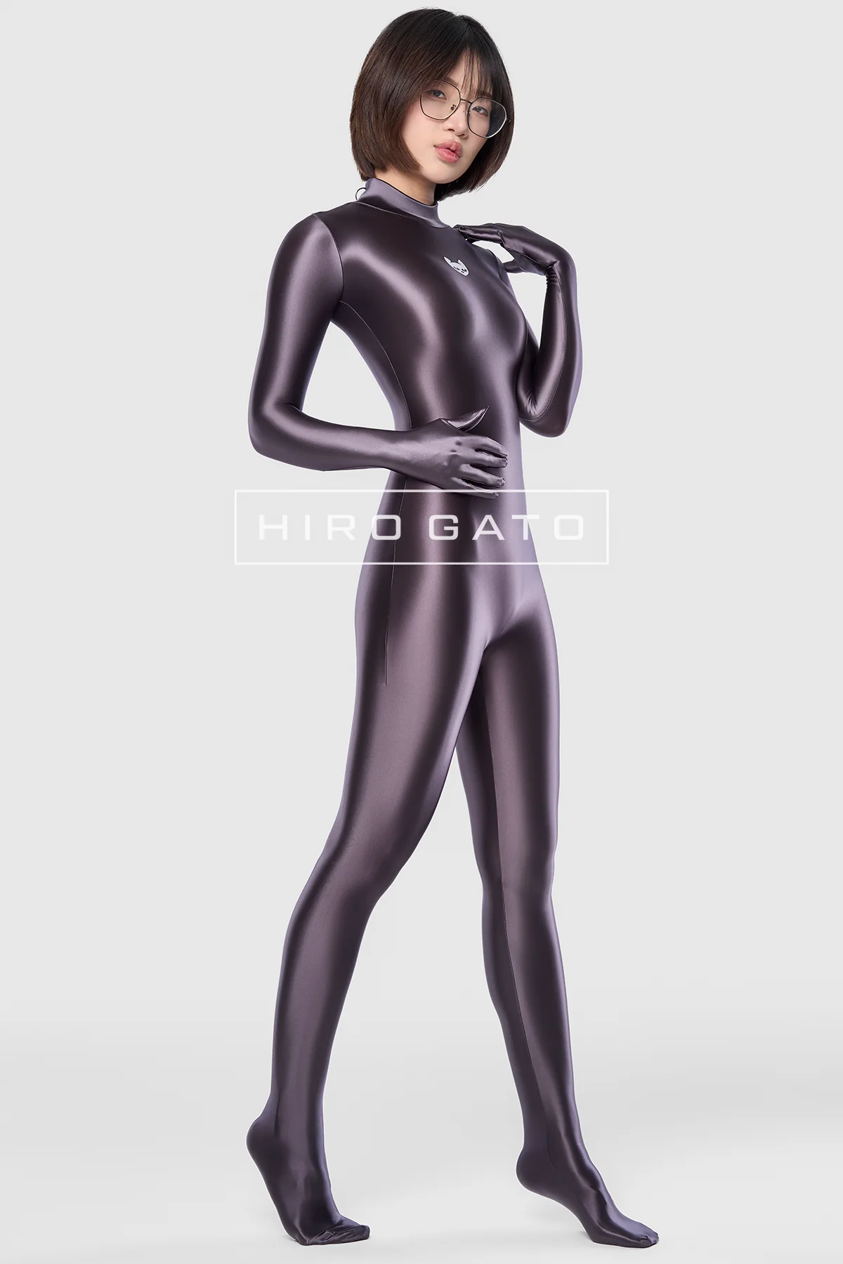 Satin Spandex Catsuit Anthracite