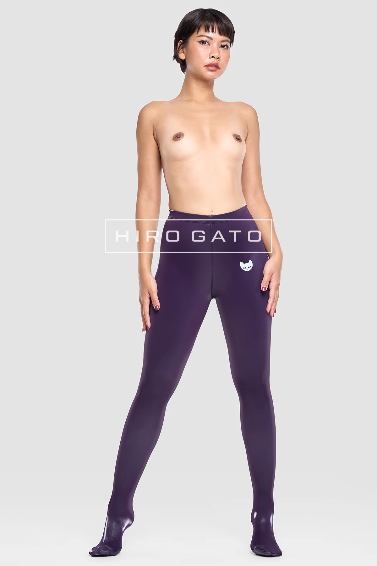 Sharkskin PU Spandex Leggings  Deep Purple view 6