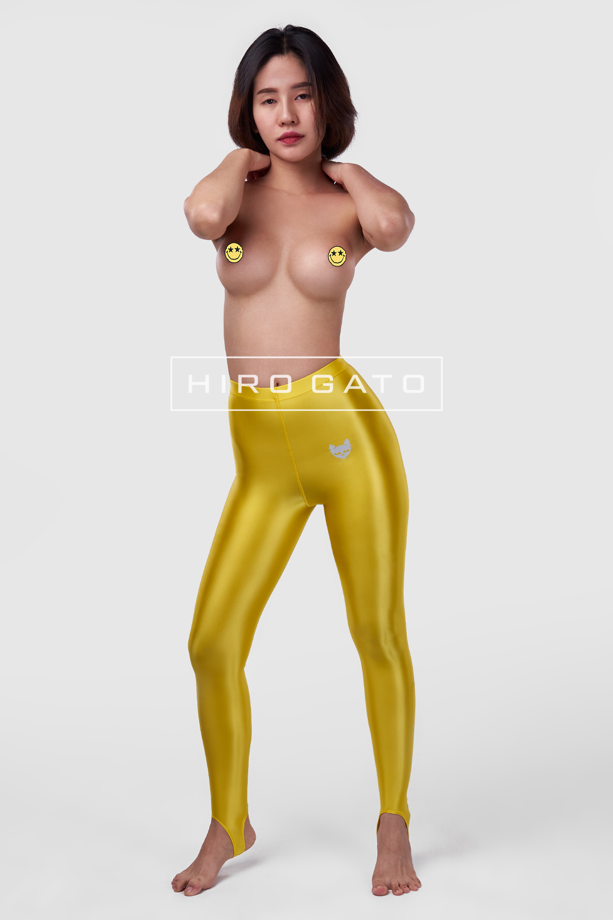 Satin Spandex Leggings  Yellow view 4