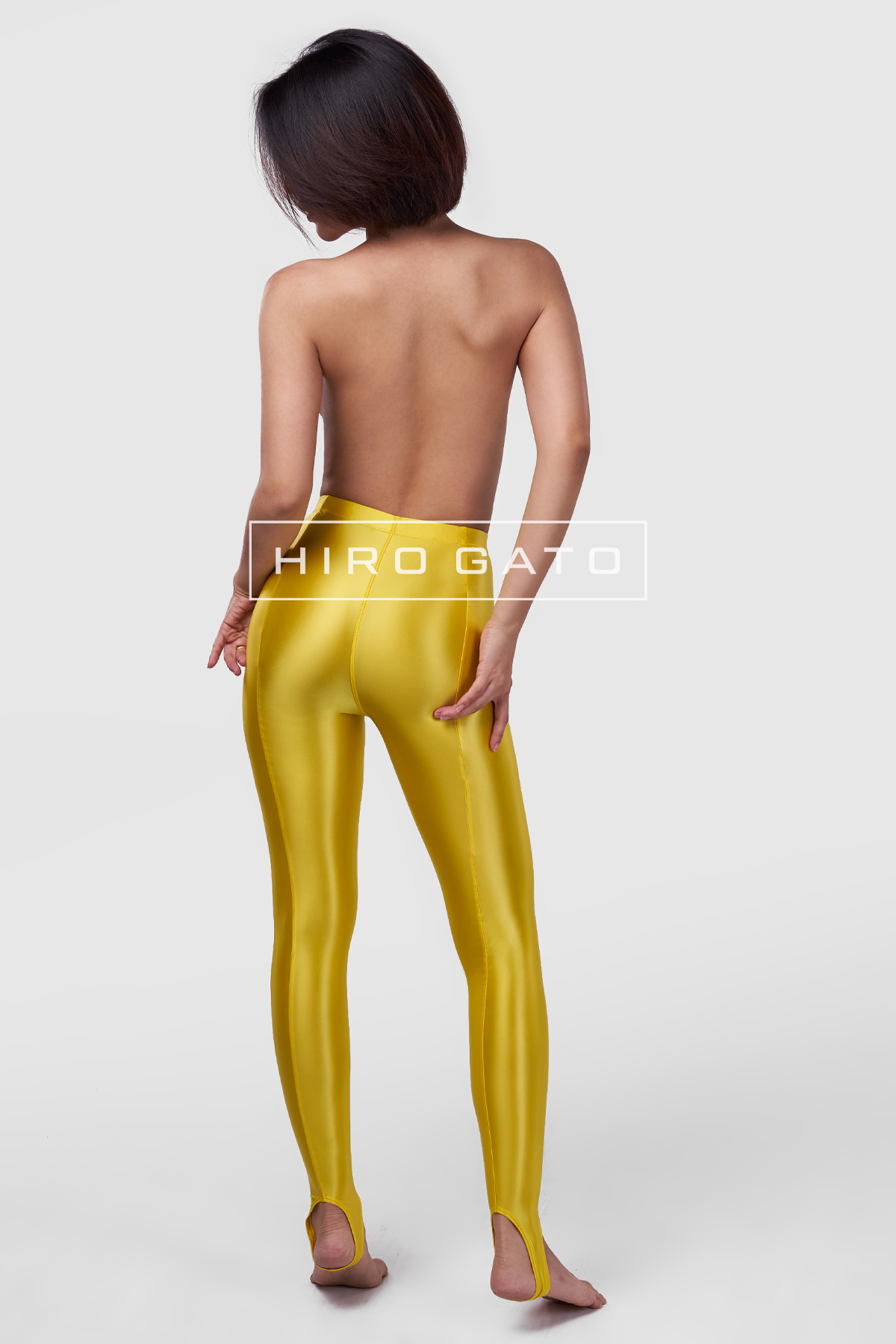 Satin Spandex Leggings  Yellow view 5