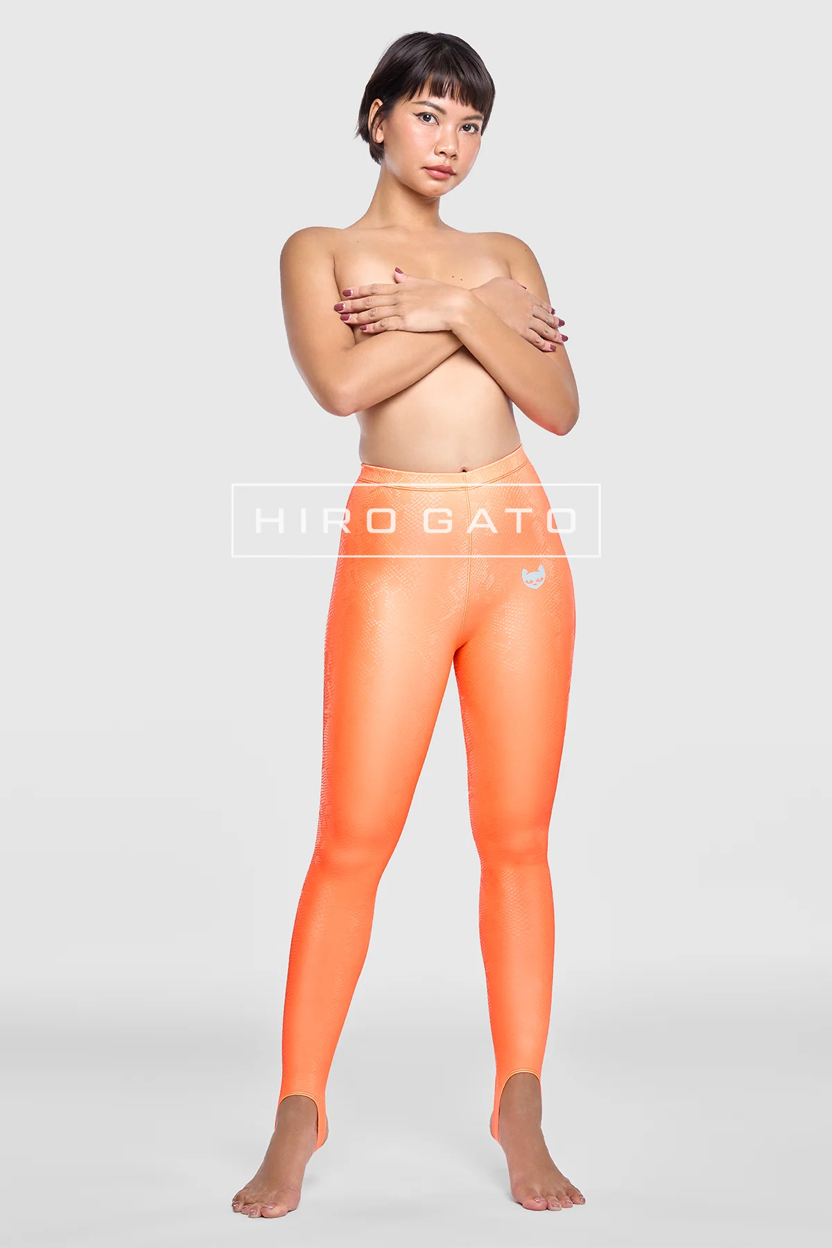 Reptilian Skin Spandex Leggings  Orange view 2