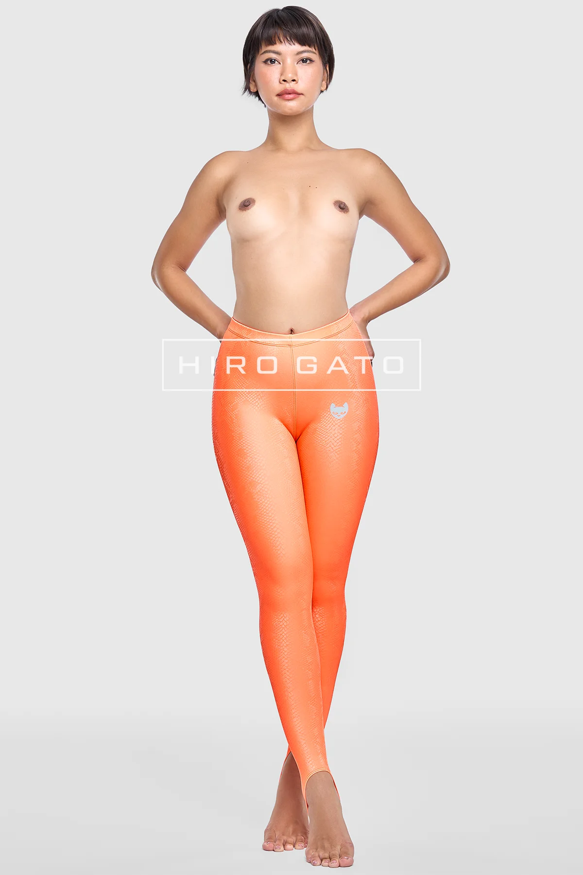 Reptilian Skin Spandex Leggings  Orange view 4