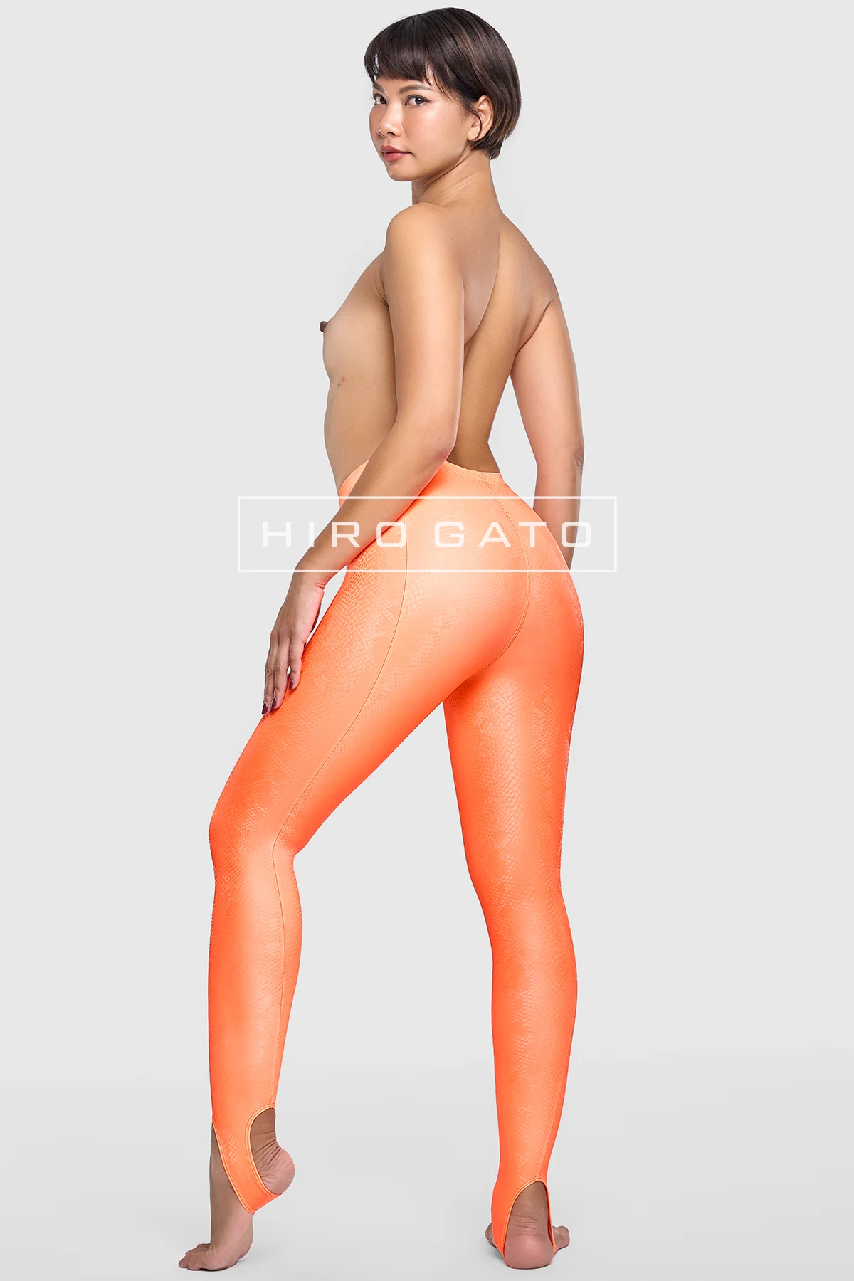 Reptilian Skin Spandex Leggings  Orange view 3