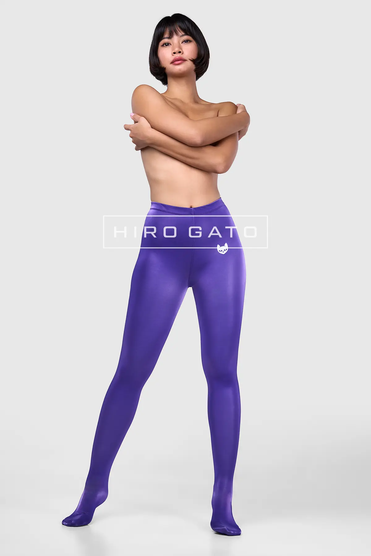 Sharkskin PU Spandex Leggings  Purple