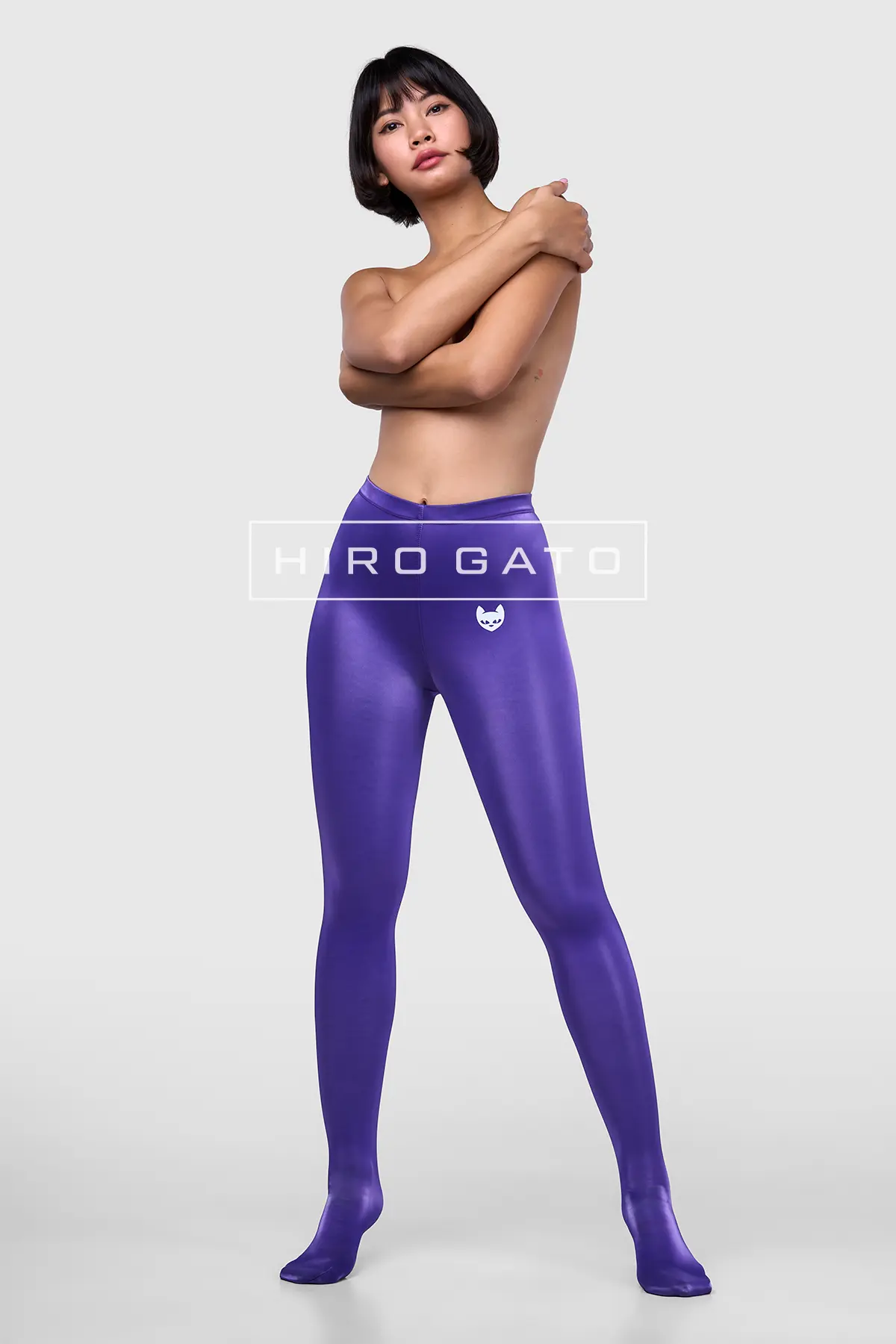 Sharkskin PU Spandex Leggings  Purple view 2