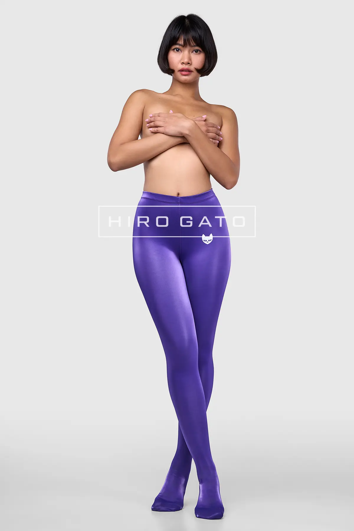 Sharkskin PU Spandex Leggings  Purple view 4