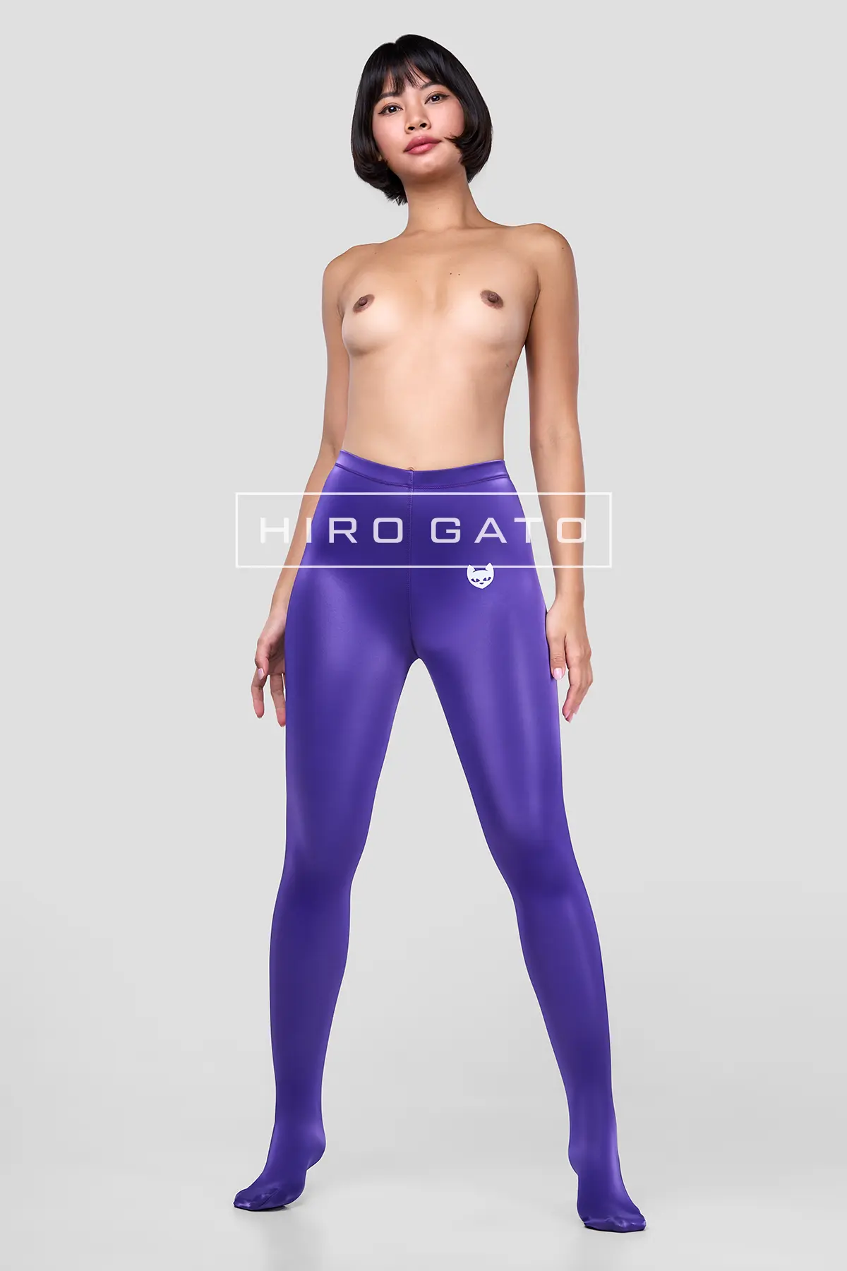 Sharkskin PU Spandex Leggings  Purple view 3