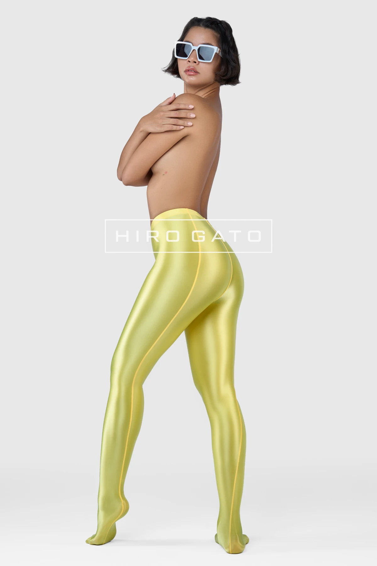 Satin Spandex Leggings  UV Yellow view 4
