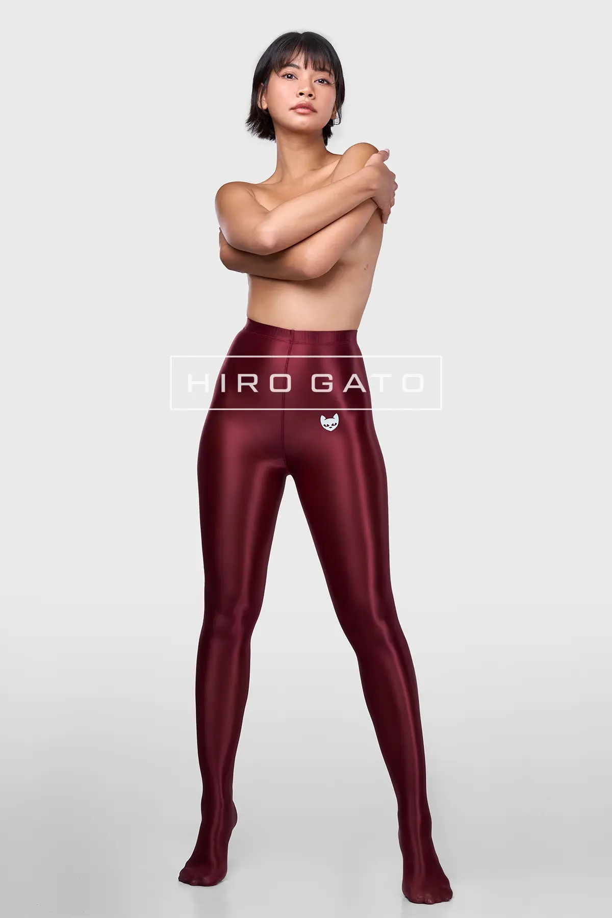 Sheer Nylon Leggings  Maroon