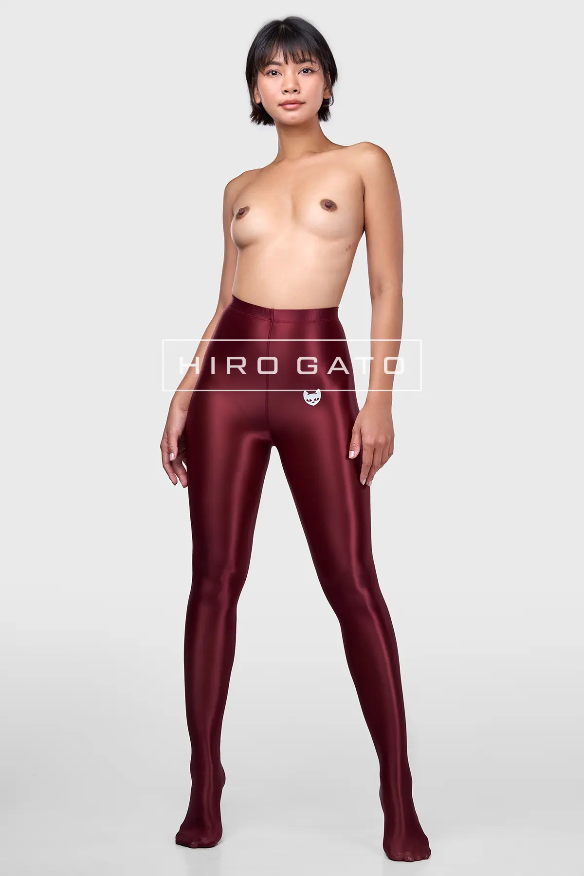 Sheer Nylon Leggings  Maroon view 3