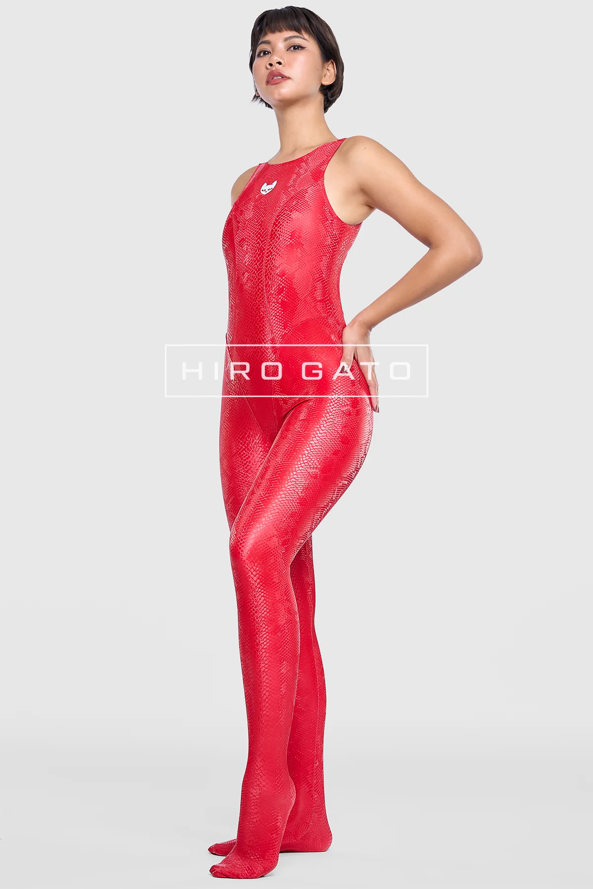 Reptilian Skin Spandex Unitard  Red view 10