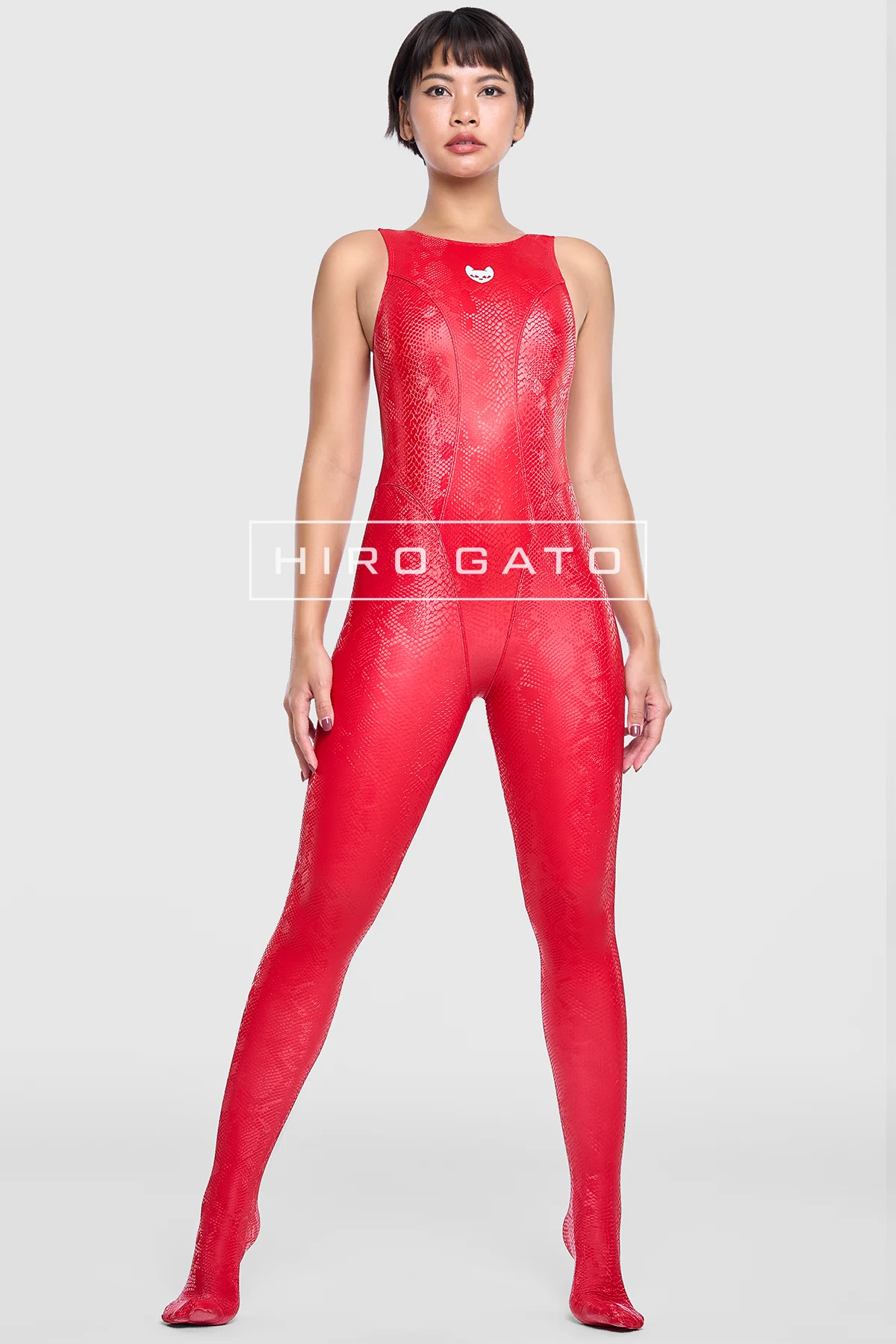 Reptilian Skin Spandex Unitard  Red view 5