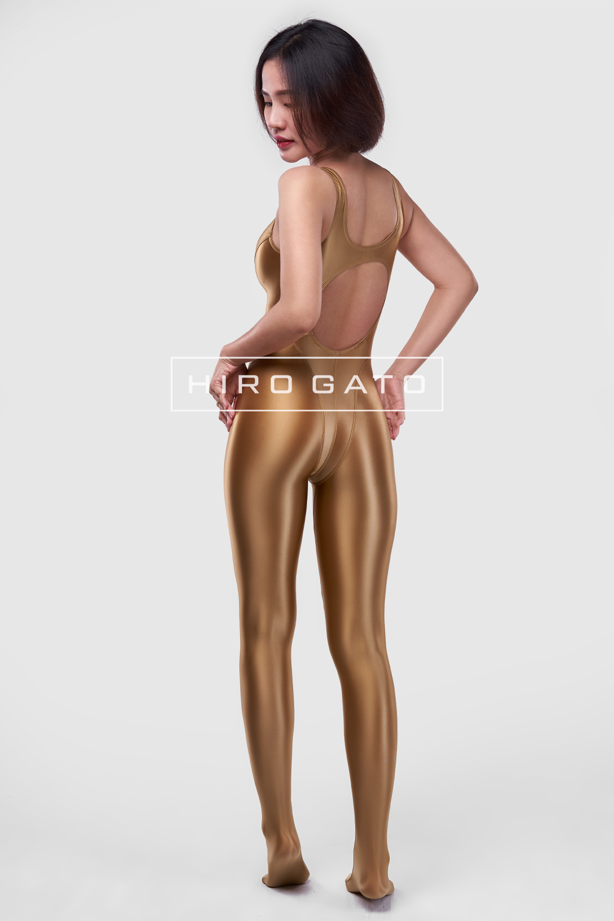Satin Spandex Unitard  Gold view 4