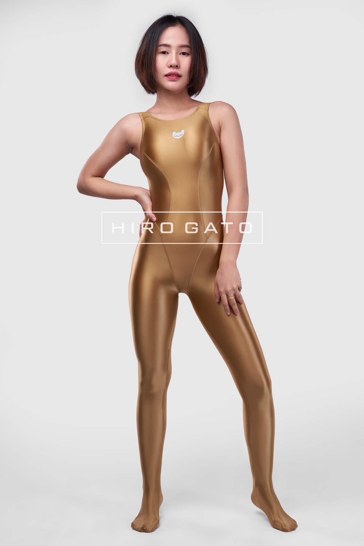 Satin Spandex Unitard  Gold view 5