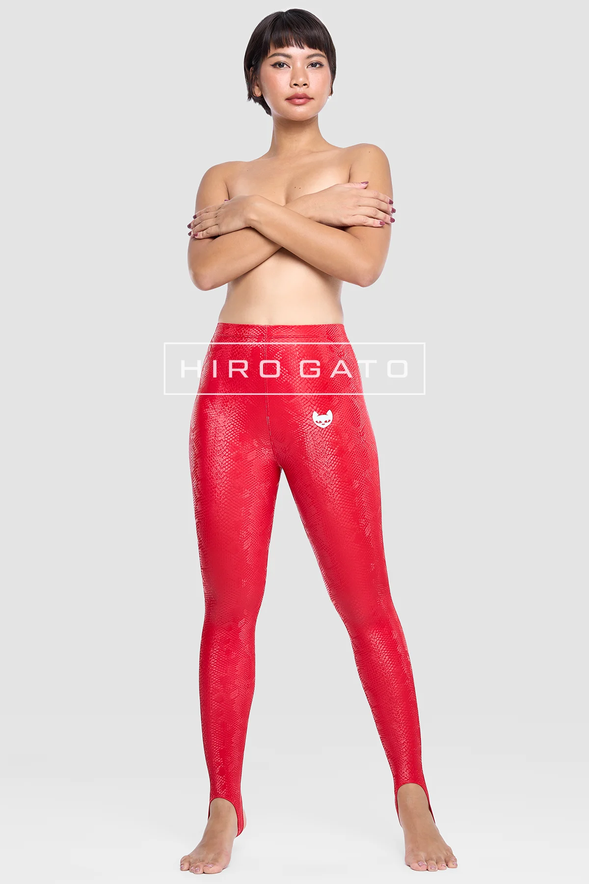 Reptilian Skin Spandex Leggings  Red