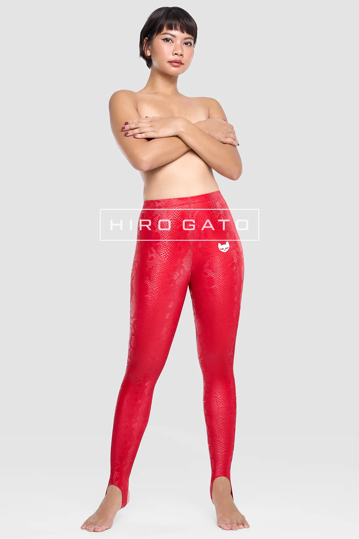 Reptilian Skin Spandex Leggings  Red view 2