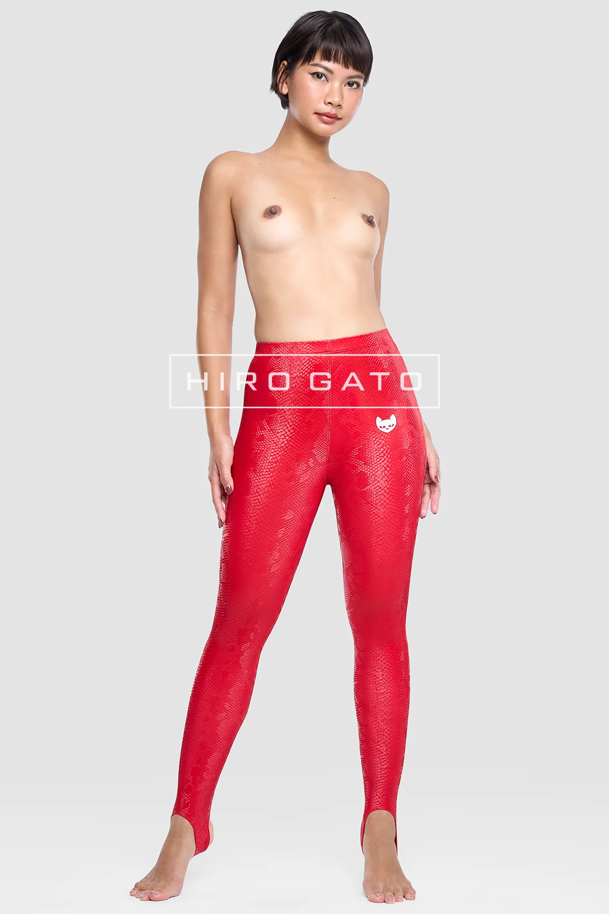 Reptilian Skin Spandex Leggings  Red view 9