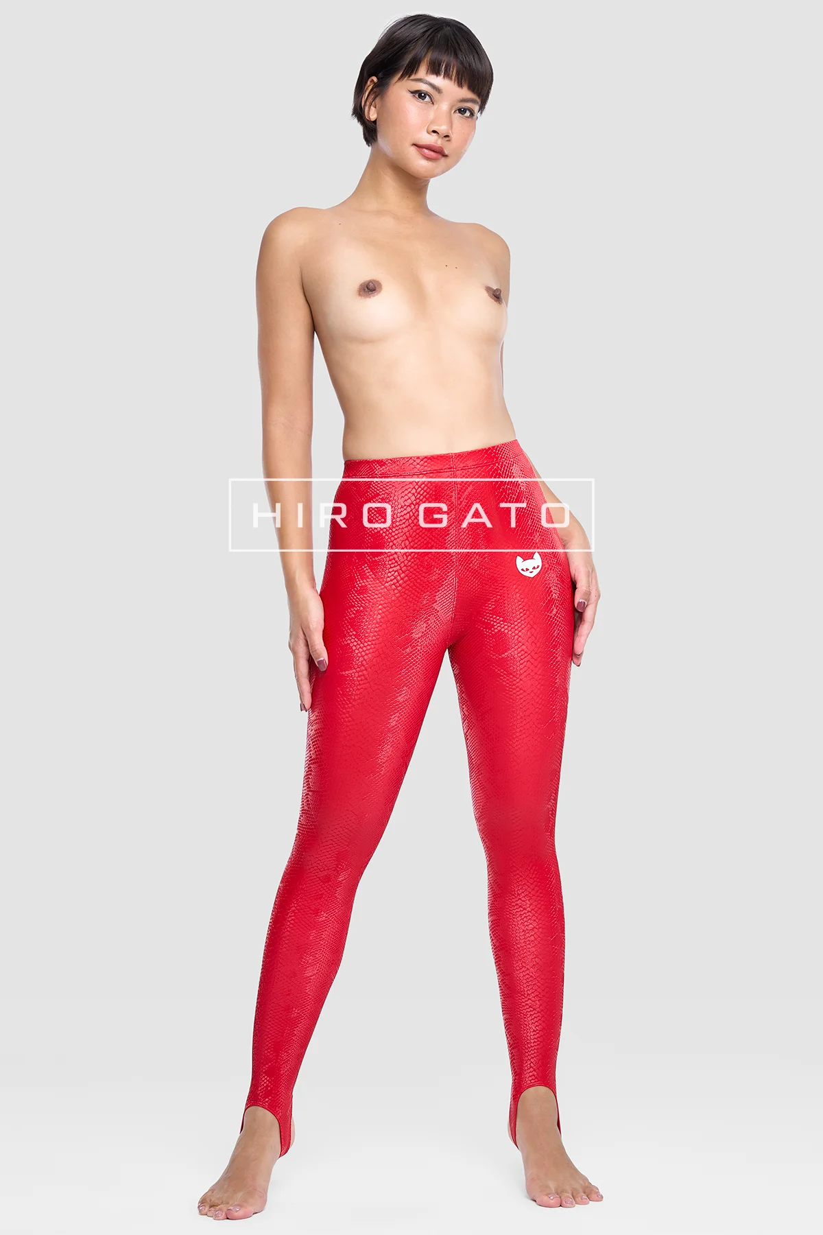 Reptilian Skin Spandex Leggings  Red view 5