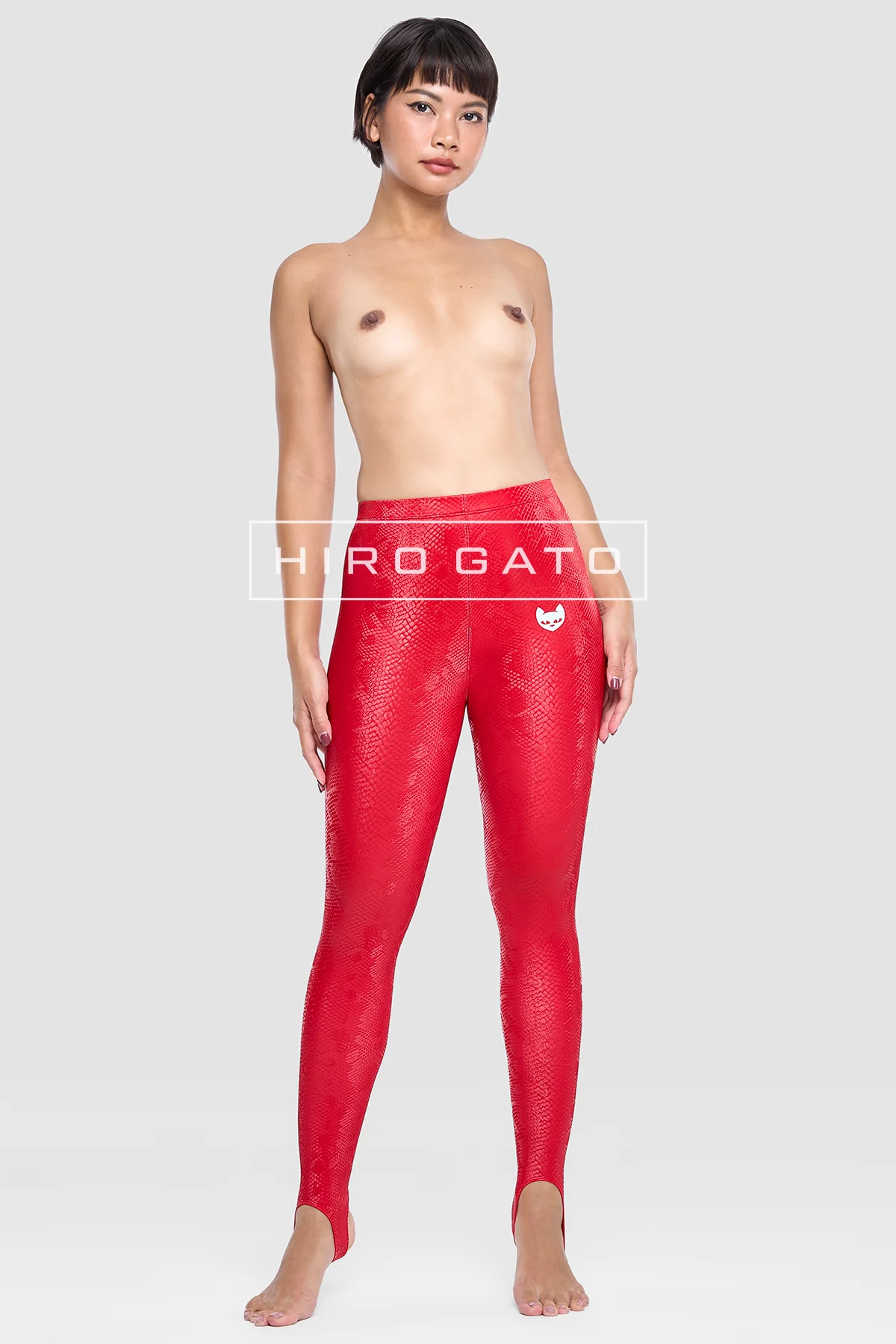 Reptilian Skin Spandex Leggings  Red view 4