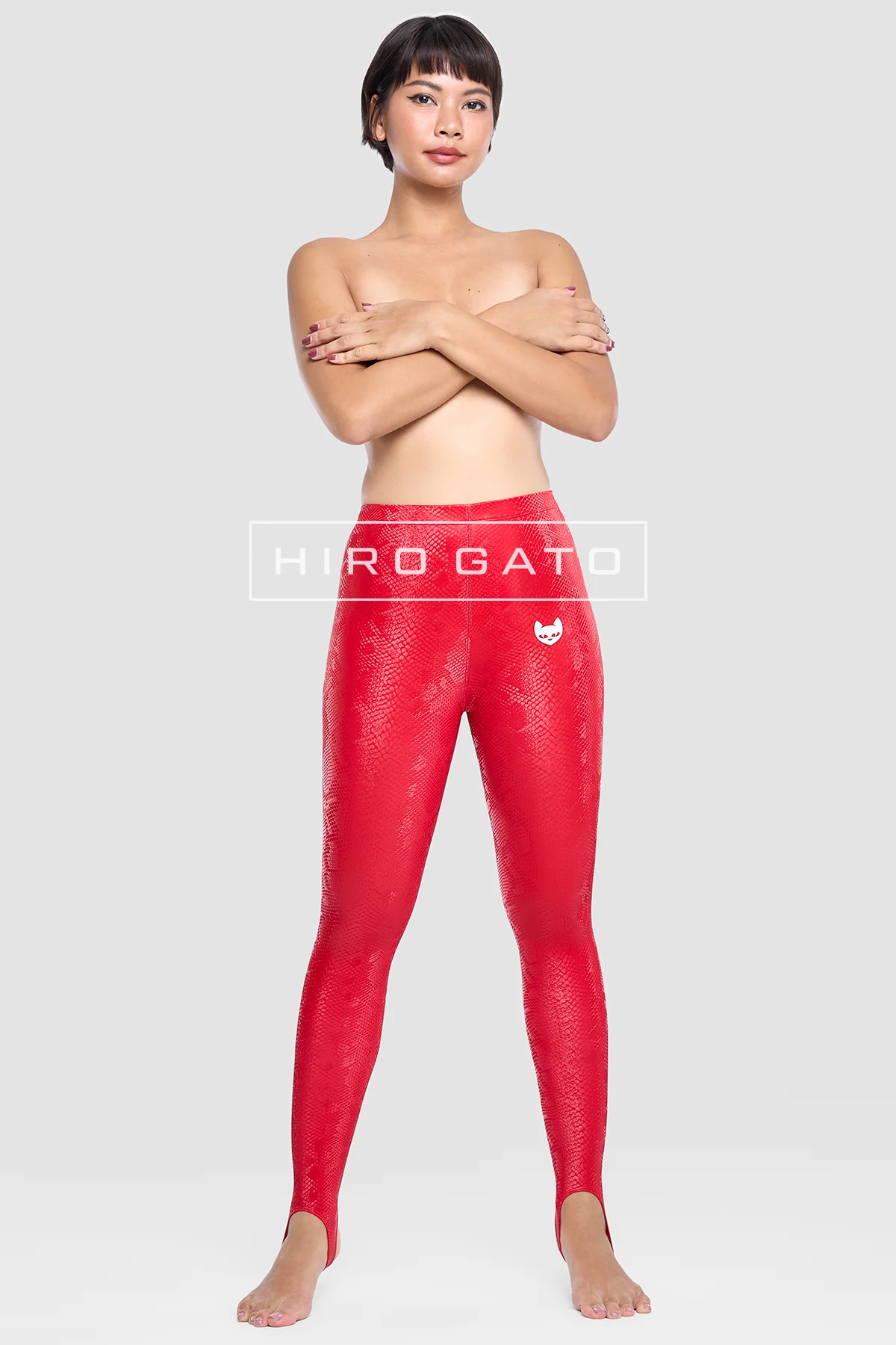 Reptilian Skin Spandex Leggings  Red view 3