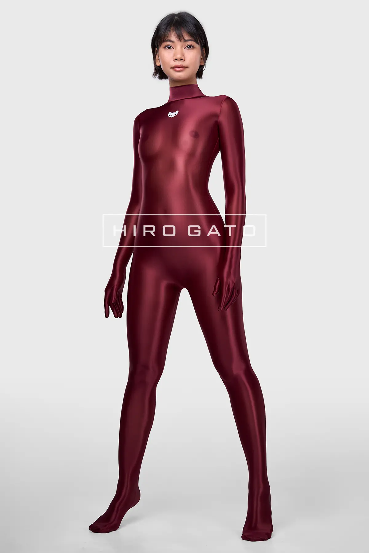 Sheer Nylon Catsuit  Maroon view 7