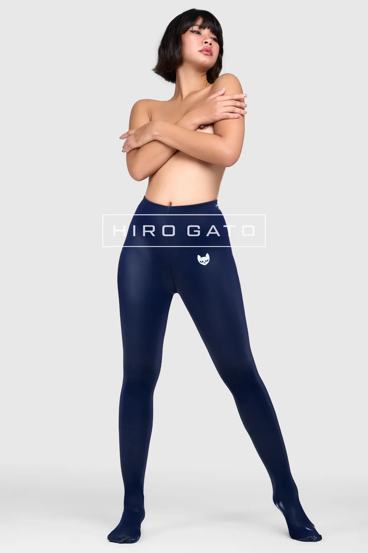 Sharkskin PU Spandex Leggings  Deep Navy Blue view 5