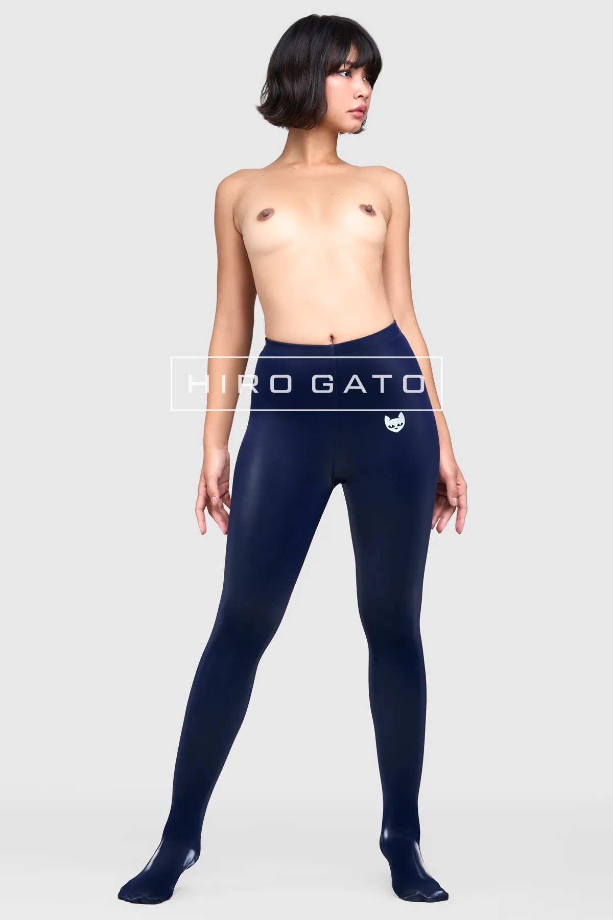 Sharkskin PU Spandex Leggings  Deep Navy Blue view 3