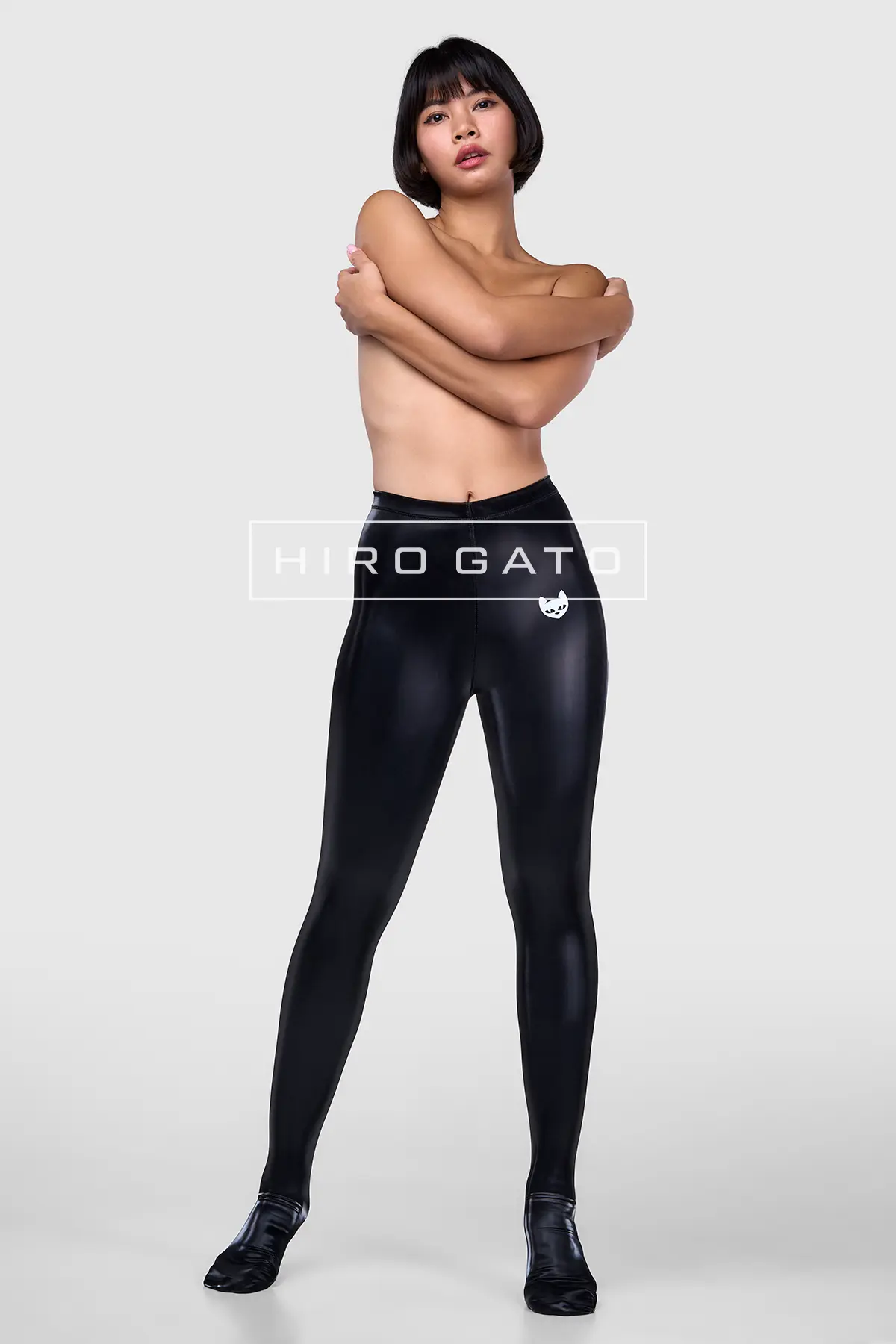 Sharkskin PU Spandex Leggings  Black