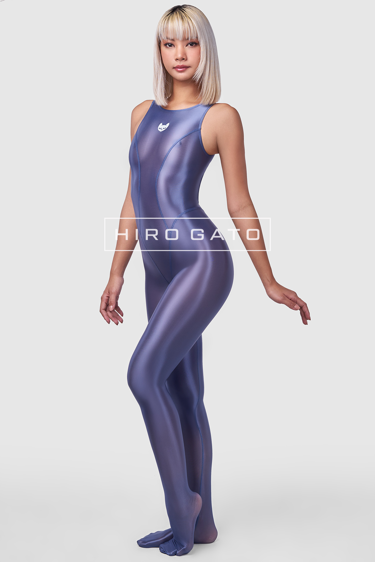 Sheer Nylon Unitard  Navy Blue view 4