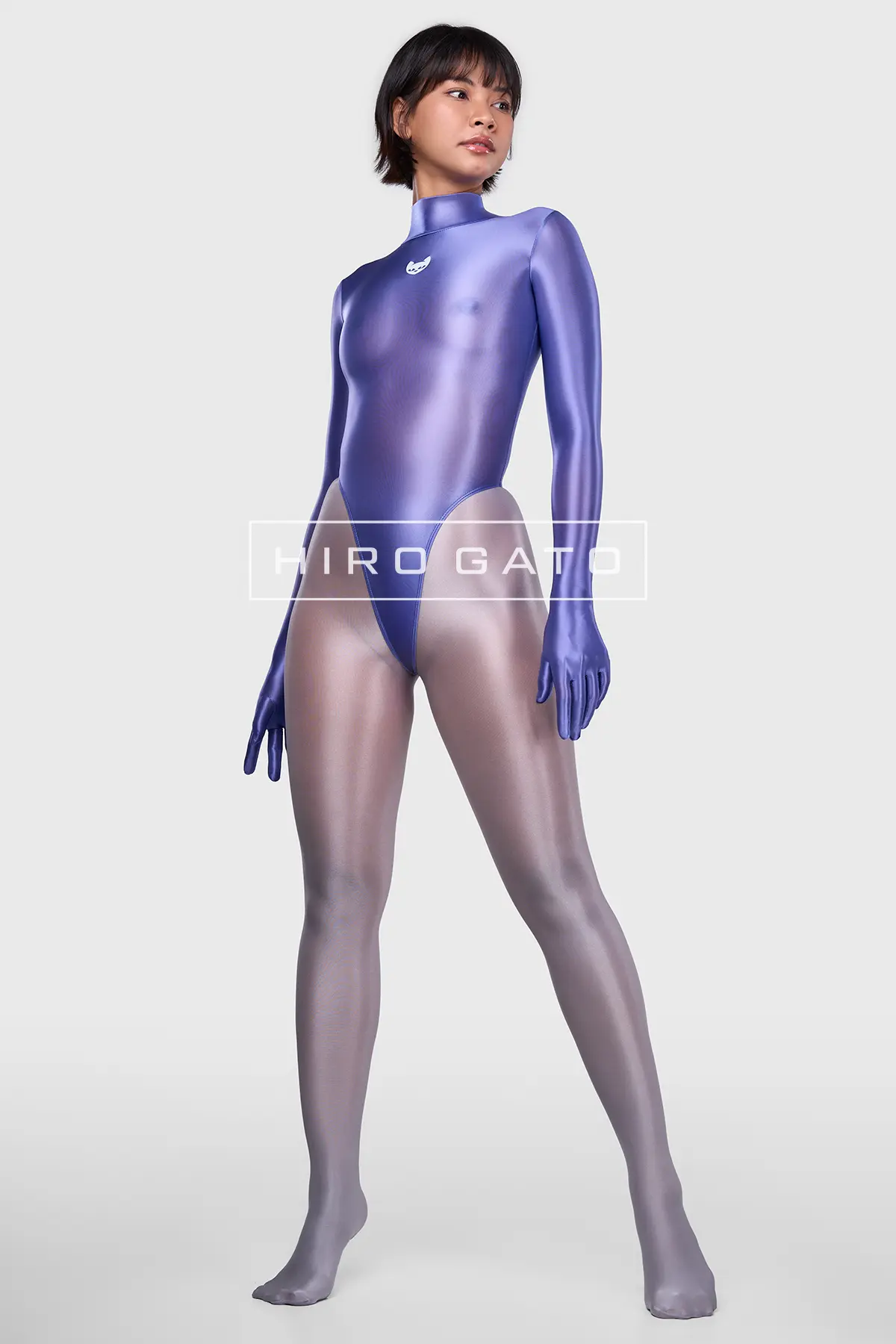 Sheer Nylon Leotard  Baja Blue