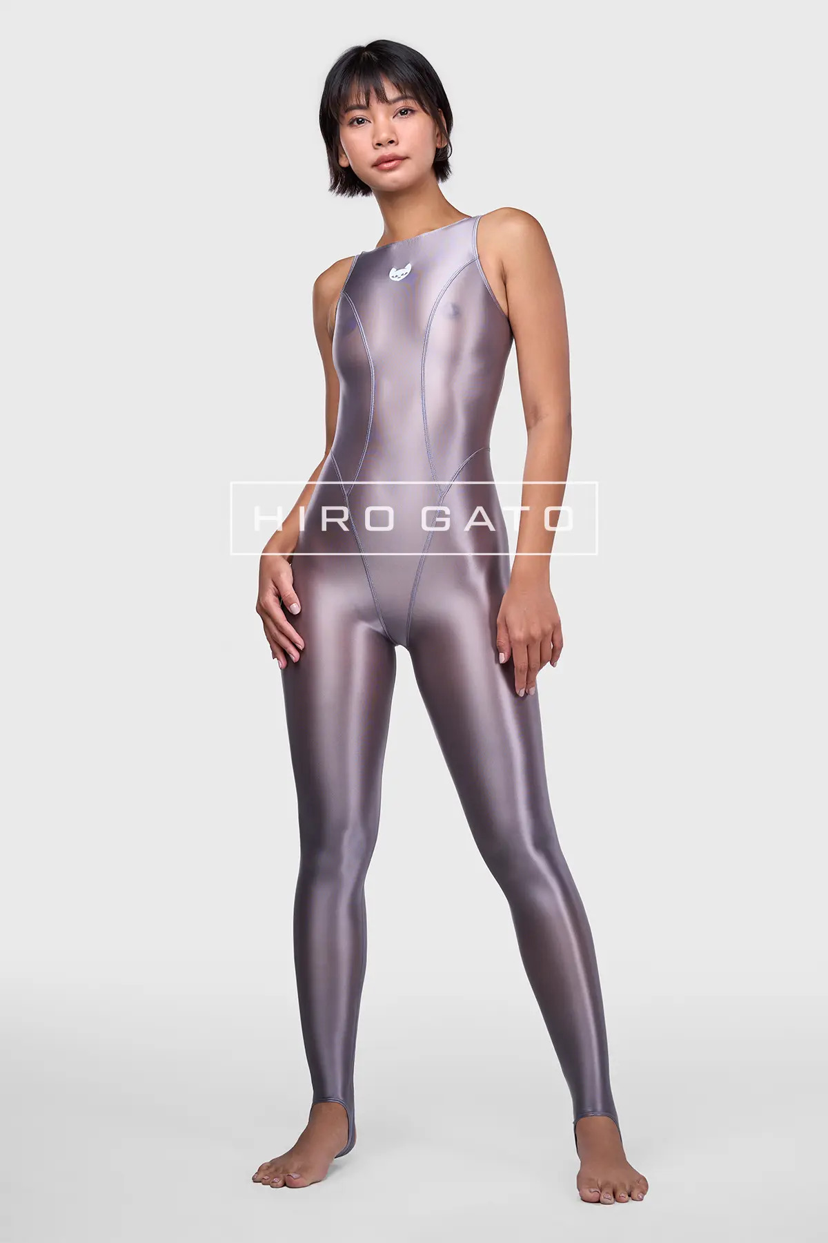 Sheer Nylon Unitard  Silver