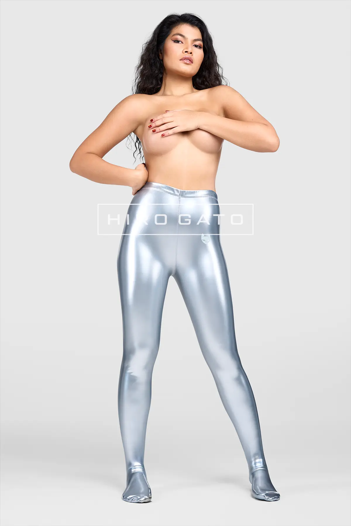 Rainbow Pu Spandex Leggings  Silver view 3