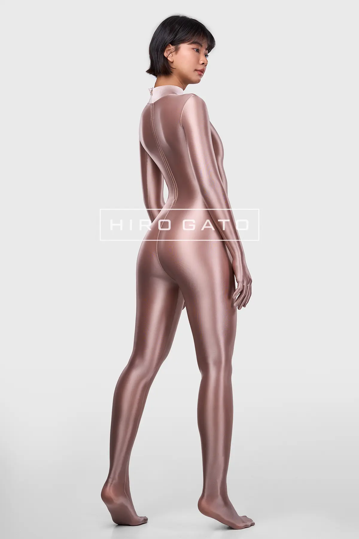 Sheer Nylon Catsuit  Skincolor view 4