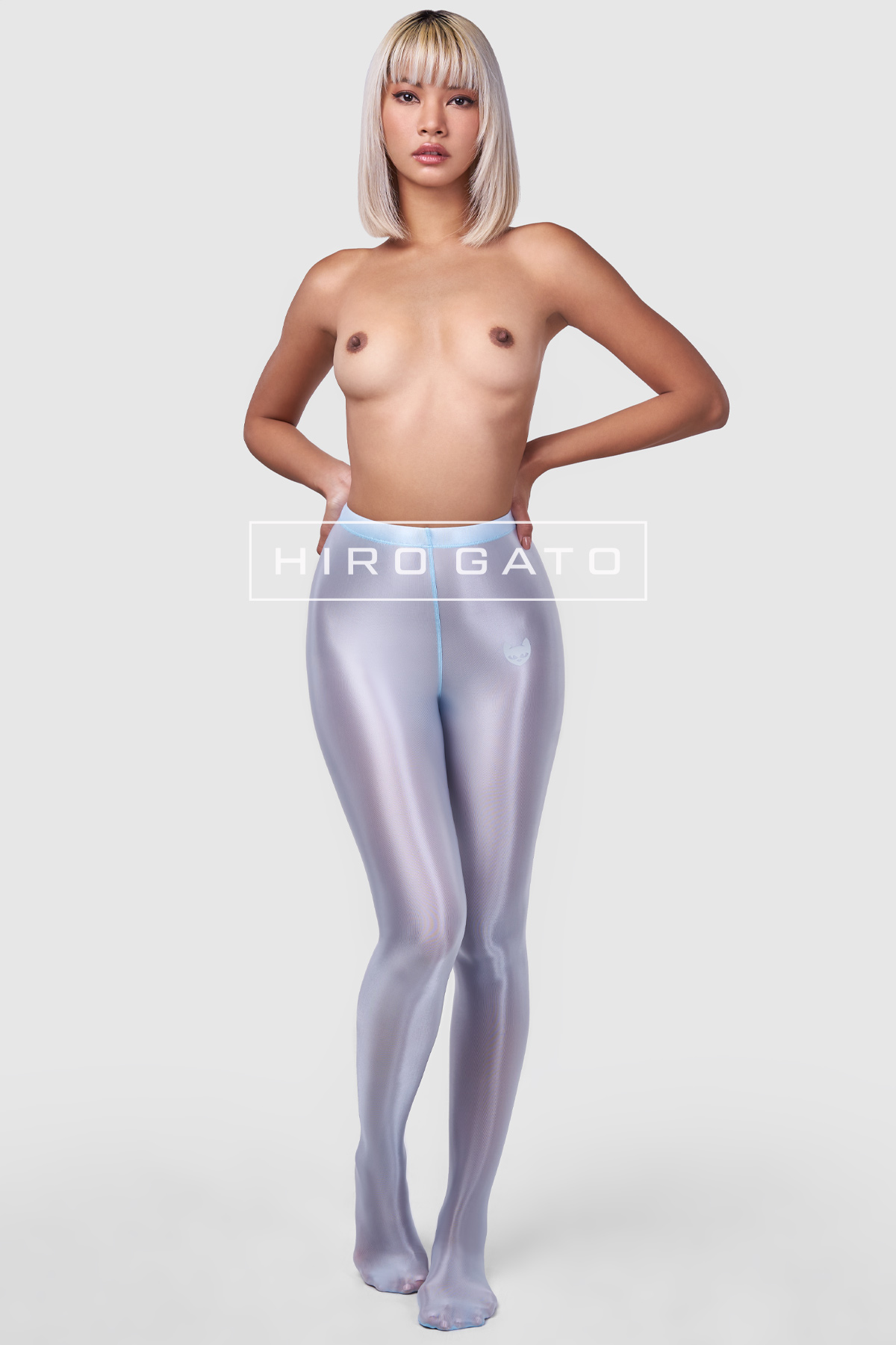Sheer Nylon Leggings  Baby Blue view 4
