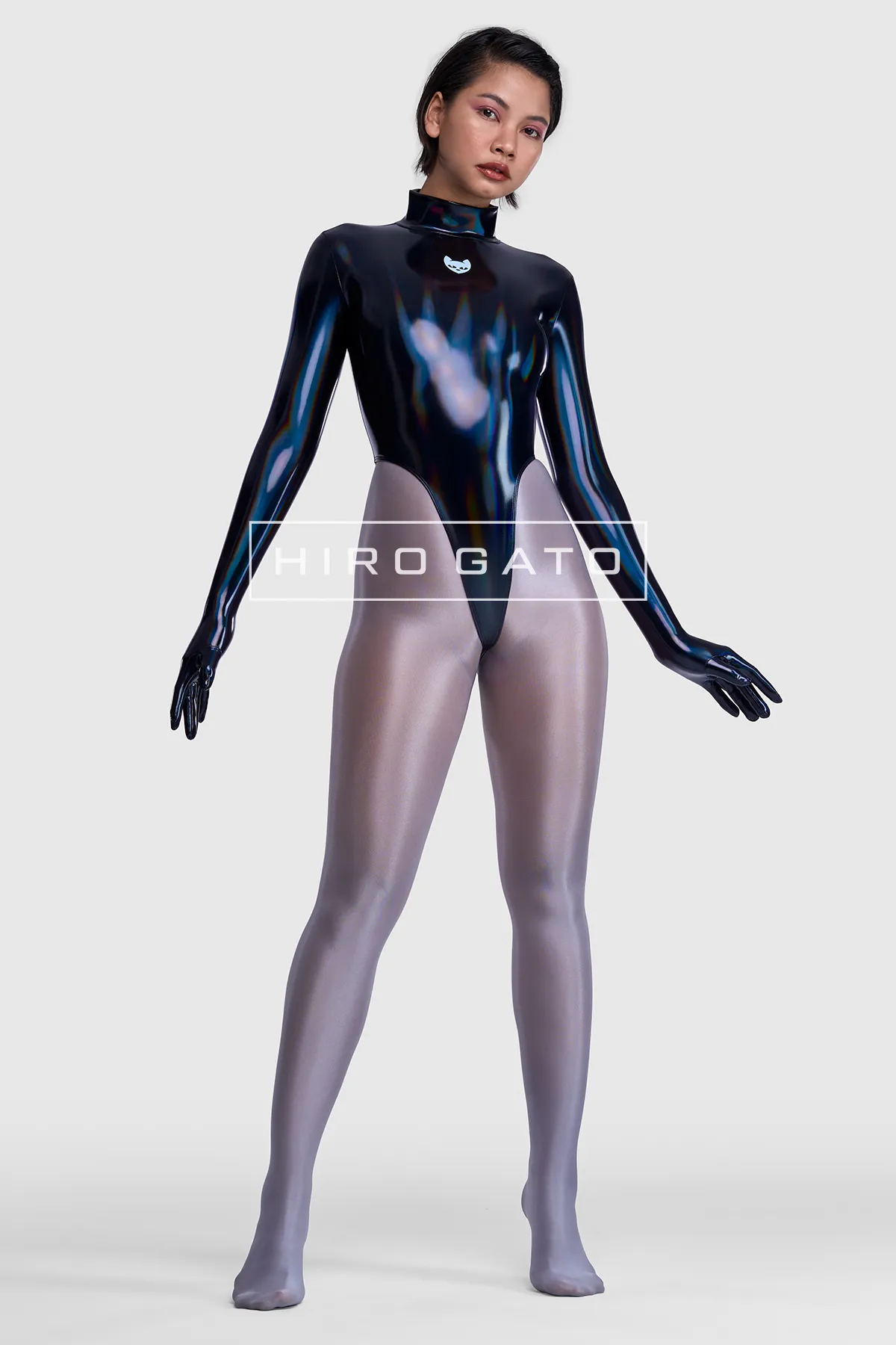Rainbow Pu Spandex Leotard  Black view 5