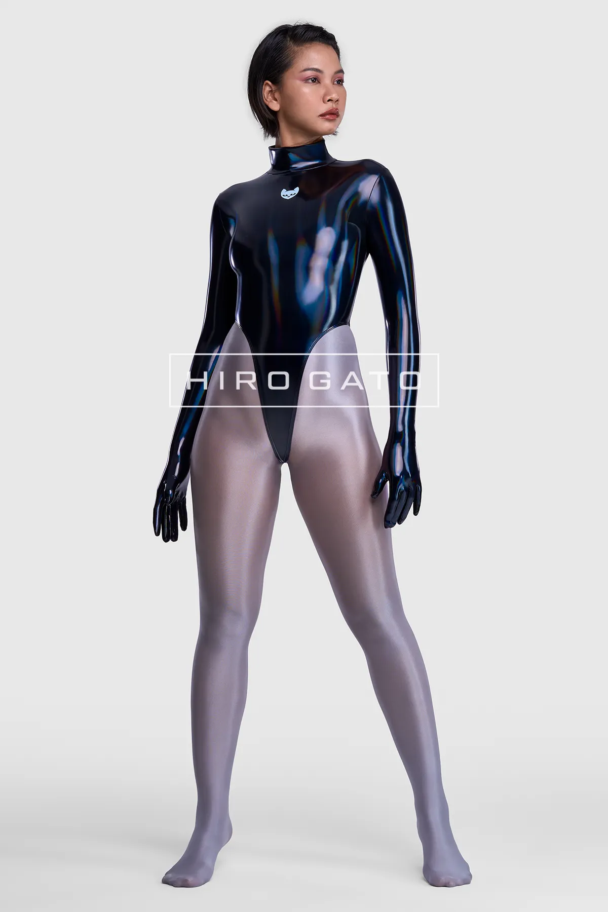 Rainbow Pu Spandex Leotard  Black view 6