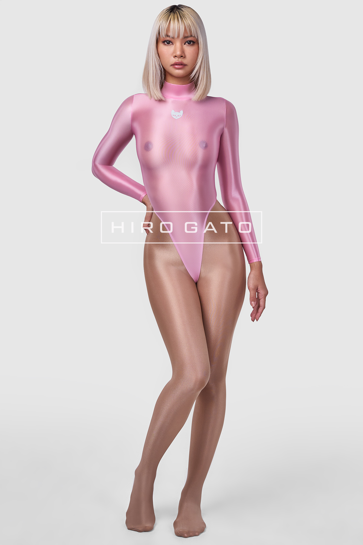 Sheer Nylon Leotard  Light Pink view 2