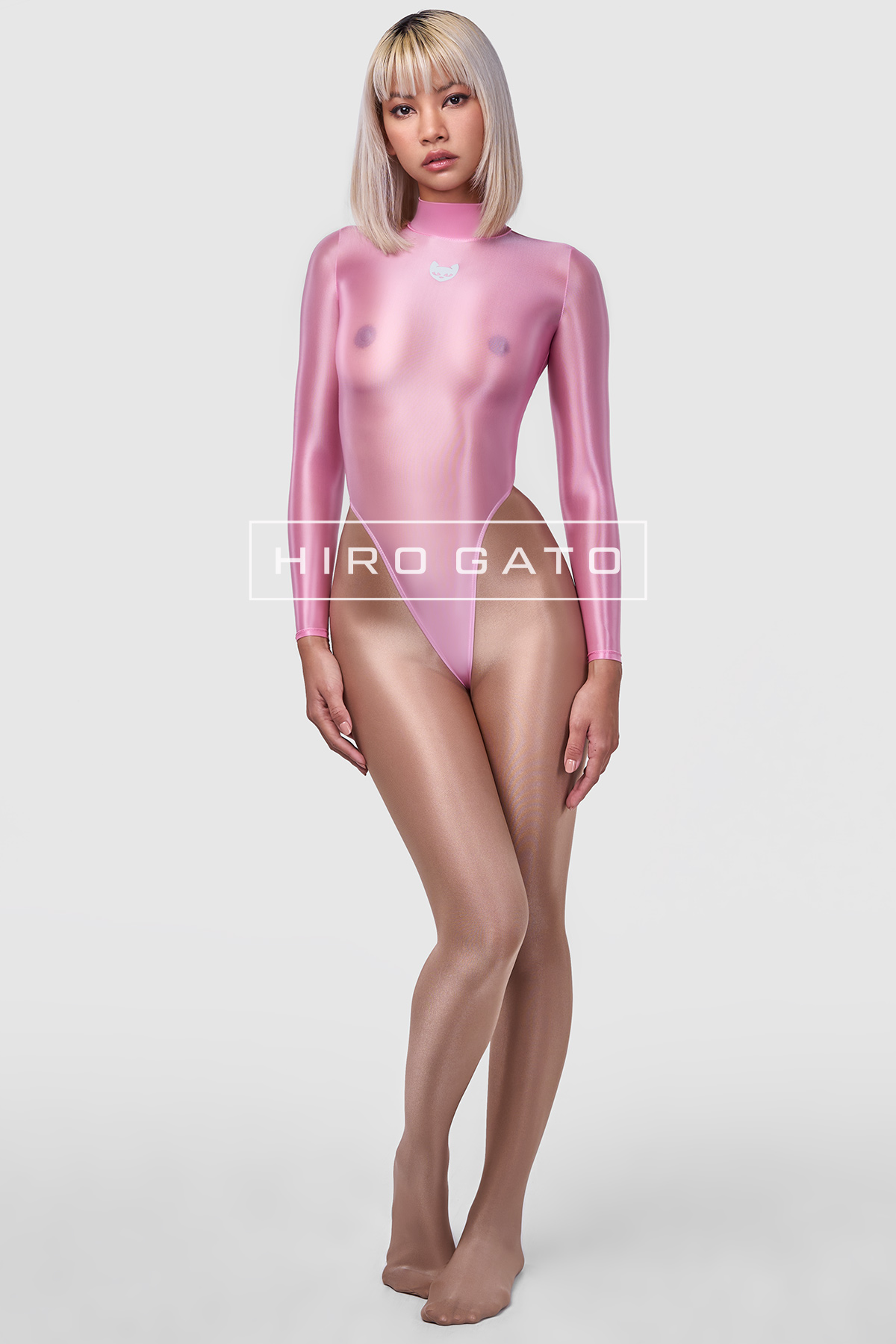 Sheer Nylon Leotard  Light Pink view 3