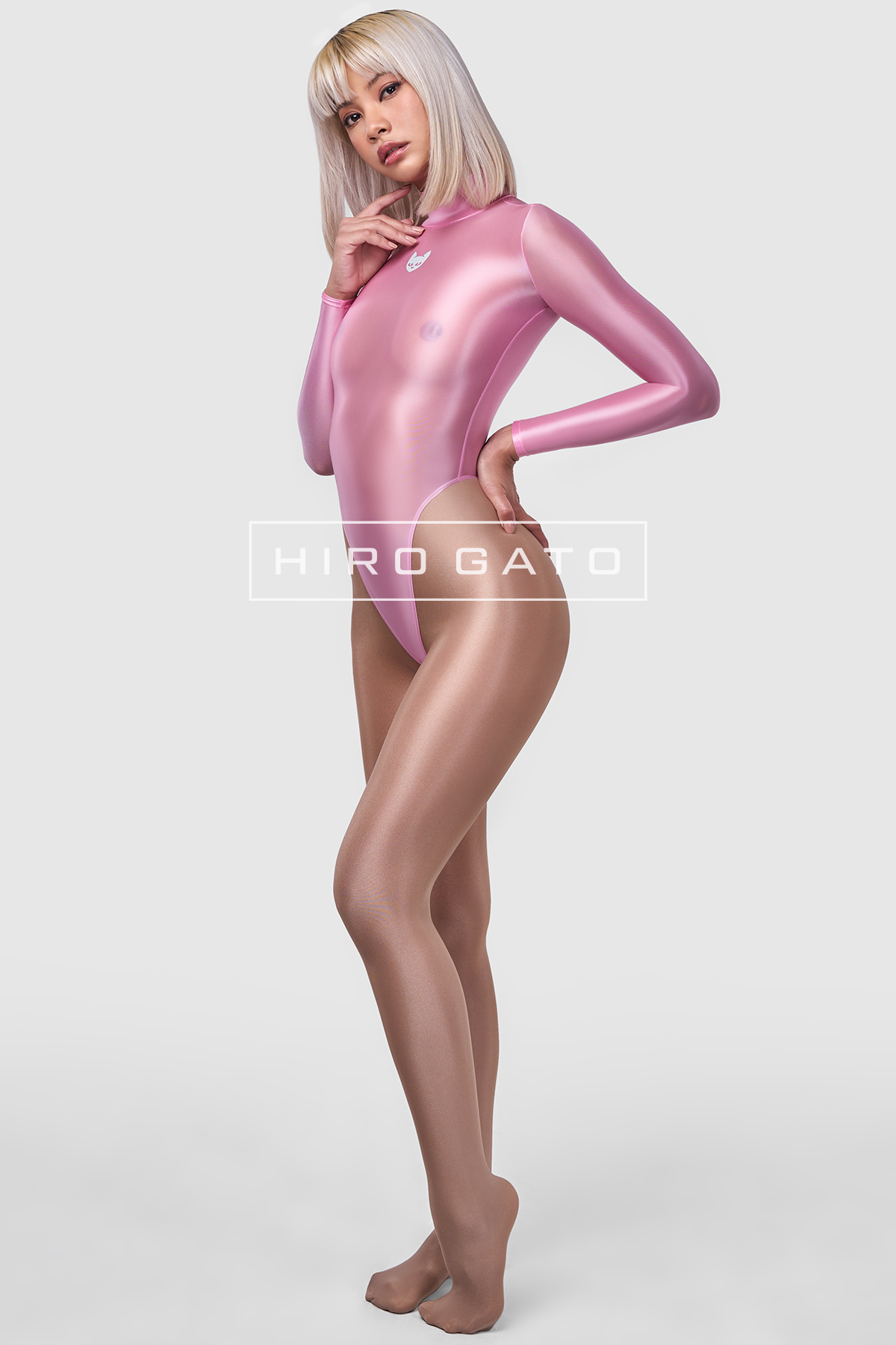 Sheer Nylon Leotard  Light Pink view 4